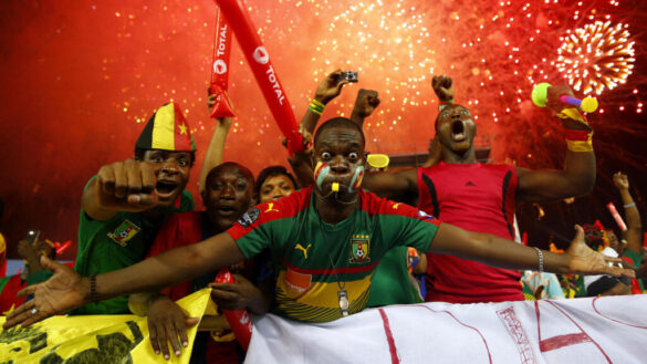 Cameroon fans before the match